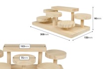 Supporto in legno 300x150x95 mm (diametro di ogni base 75 mm)-dimensioni_immagine