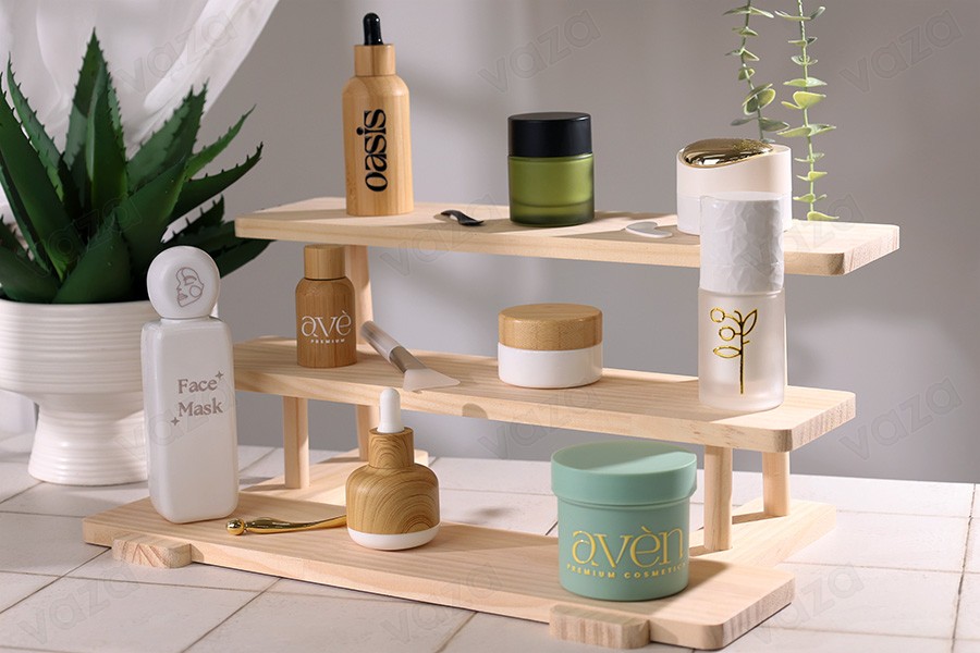 Ξύλινο stand 400x260x180 mm - 3 επιπέδων-εικόνα_σύνθεση