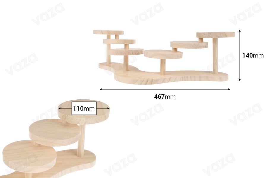 Ξύλινο stand 467x140 mm (διάμετρος κάθε βάσης 110 mm) Ξύλινο stand 467x140 mm (διάμετρος κάθε βάσης 110 mm)-εικόνα_διαστάσεις