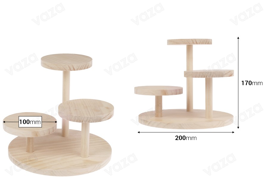 Supporto in legno 200x170 mm (diametro di ogni base 100 mm) Supporto in legno 200x170 mm (diametro di ogni base 100 mm)-dimensioni_immagine