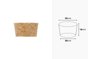 Konischer Naturkorken mit den Maßen 18x30/35-εικόνα_διαστάσεις