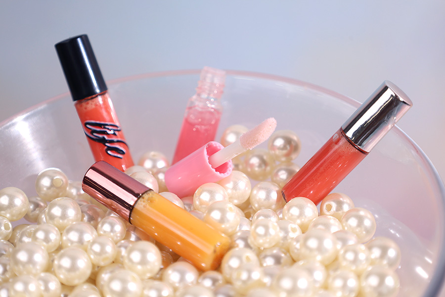 Astuccio trasparente in acrilico per lucidalabbra da 1,2 ml con coperchio rosa e scolapiatti - 12 pezzi-εικόνα_σύνθεση