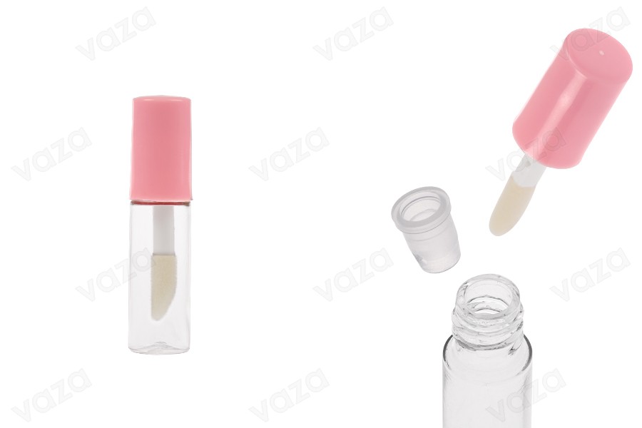 Astuccio trasparente in acrilico per lucidalabbra da 1,2 ml con coperchio rosa e scolapiatti - 12 pezzi-εικόνα_προϊοντική