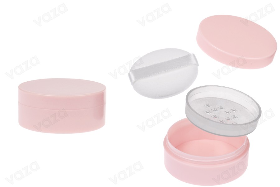 Pot rose en acrylique de 8 ml avec tamis, éponge à poudre et couvercle rose - 6 pcs Pot rose en acrylique de 8 ml avec tamis, éponge à poudre et couvercle rose - 6 pcs-photo_produit