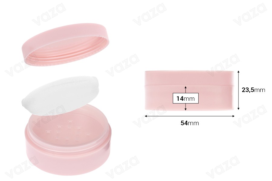 Pot rose en acrylique de 8 ml avec tamis, éponge à poudre et couvercle rose - 6 pcs Pot rose en acrylique de 8 ml avec tamis, éponge à poudre et couvercle rose - 6 pcs-photo_dimensions