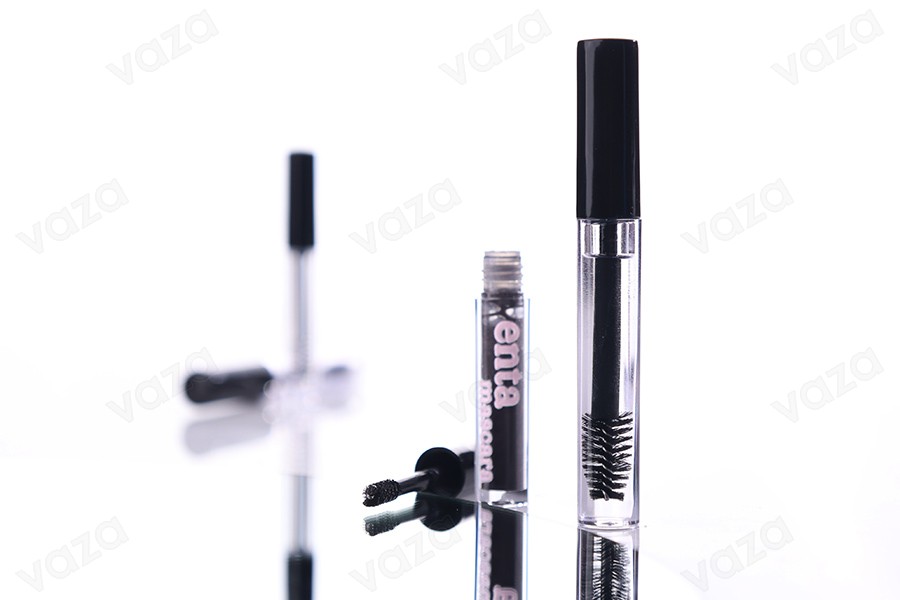 Flacone e pennello per mascara da 3 ml con tappo nero e scolapiatti - 12 pezzi-εικόνα_σύνθεση