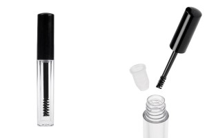 Mascara-Flasche und Bürste 1,5 ml mit schwarzem Verschluss und Abtropfschale – 12 Stück-εικόνα_προϊοντική