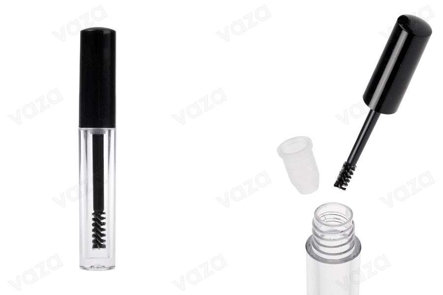 Shishe dhe furçë për rimel 1.5 ml me kapak të zi dhe kullues - 12 copë-imazh_produkt