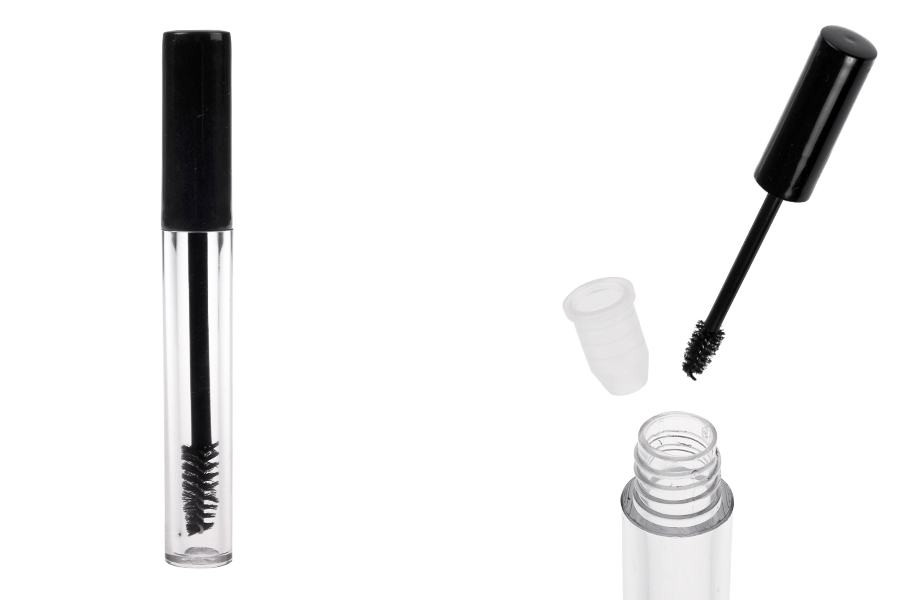 3-ml-Mascara-Fläschchen und Bürste mit schwarzem Deckel und Abtropfschale – 12 Stück-produktbild