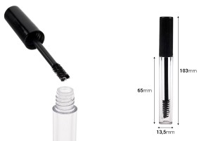 Flacone e pennello per mascara da 3 ml con tappo nero e scolapiatti - 12 pezzi-εικόνα_διαστάσεις