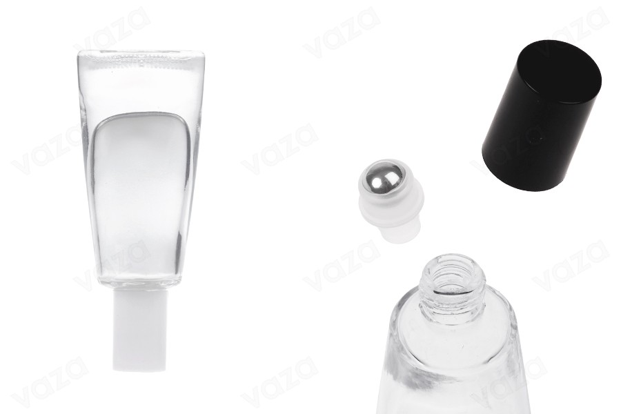 10 ml Roll-on-Glasflasche in röhrenförmiger Form mit Metallkugel-produktbild