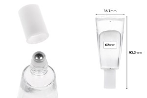 Γυάλινο μπουκαλάκι roll on 10 ml σε σχήμα σωληνάριο με μεταλλική μπίλια-εικόνα_διαστάσεις