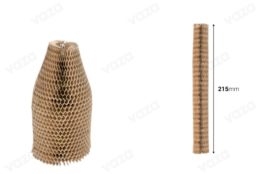 Elastische Flaschenschutzhülle aus Wabenpapier, 215 mm lang – 20 Stück Elastische Flaschenschutzhülle aus Wabenpapier, 215 mm lang – 20 Stück-εικόνα_διαστάσεις