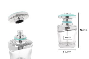 Flacon de parfum de style arabe de 50 ml avec vaporisateur Crimp de couleur argentée-photo_dimensions