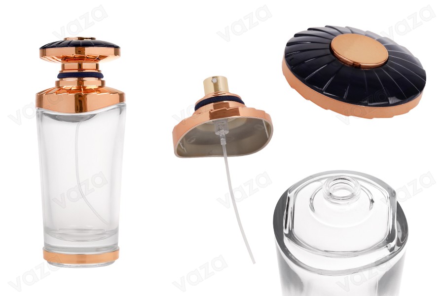 Flacone di profumo in stile arabo da 100 ml con erogatore spray a crimpare color oro Flacone di profumo in stile arabo da 100 ml con erogatore spray a crimpare color oro-immagine_prodotto