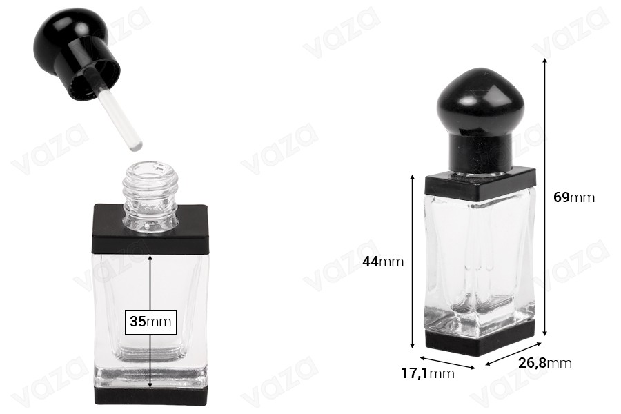 Flacone in vetro trasparente da 5 ml con ago e tappo Flacone in vetro trasparente da 5 ml con ago e tappo-dimensioni_immagine