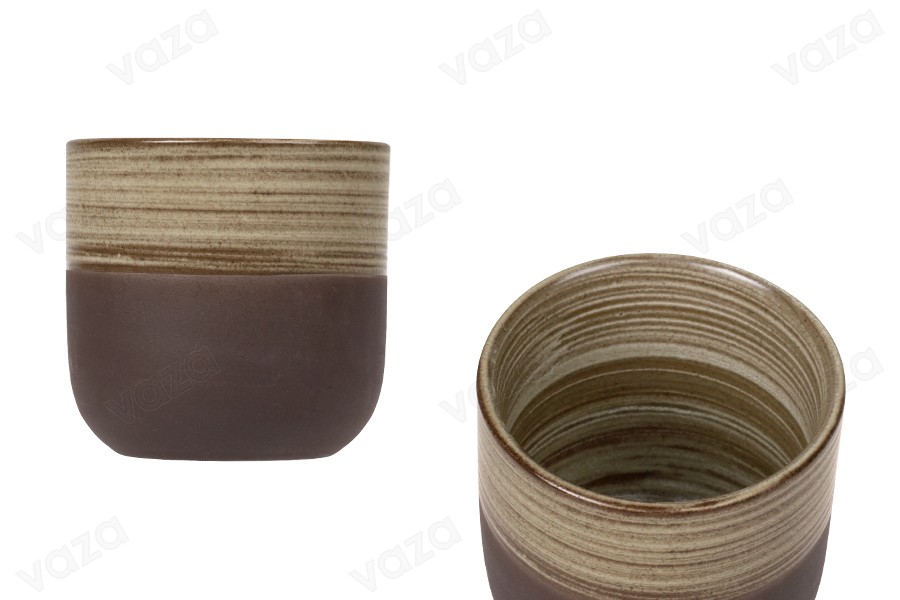 Ceramic decorative vase 79x77 mm in brown color for candle Ceramic decorative vase 79x77 mm in brown color for candle-image_product