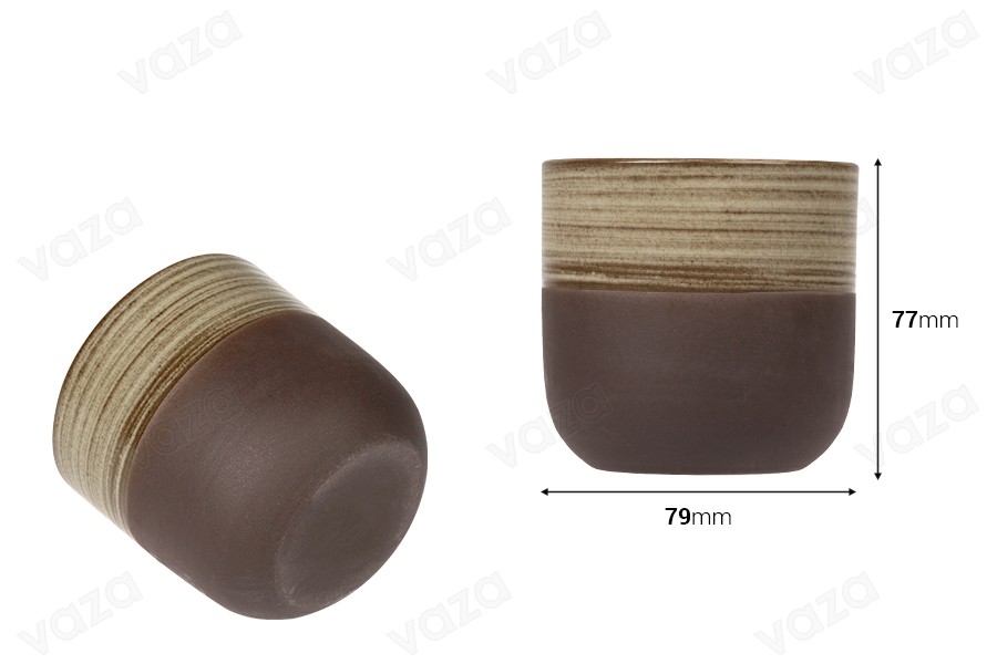 Ceramic decorative vase 79x77 mm in brown color for candle Ceramic decorative vase 79x77 mm in brown color for candle-image_dimensions