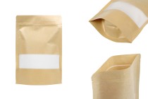 Standbodenbeutel Kraftpapier, Doy-Pack 160x40x235mm mit Sichtfenster, Druckverschluss und innere und äußere transparente Auskleidung -100 Stücke Standbodenbeutel Kraftpapier, Doy-Pack 160x40x235mm mit Sichtfenster, Druckverschluss und innere und äußere transparente Auskleidung -100 Stücke-εικόνα_προϊοντική