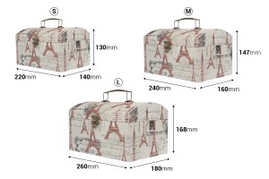 Koffer für Lagerung mit plastischem Henkel -Set aus 3 Stücken S-M-L-εικόνα_διαστάσεις