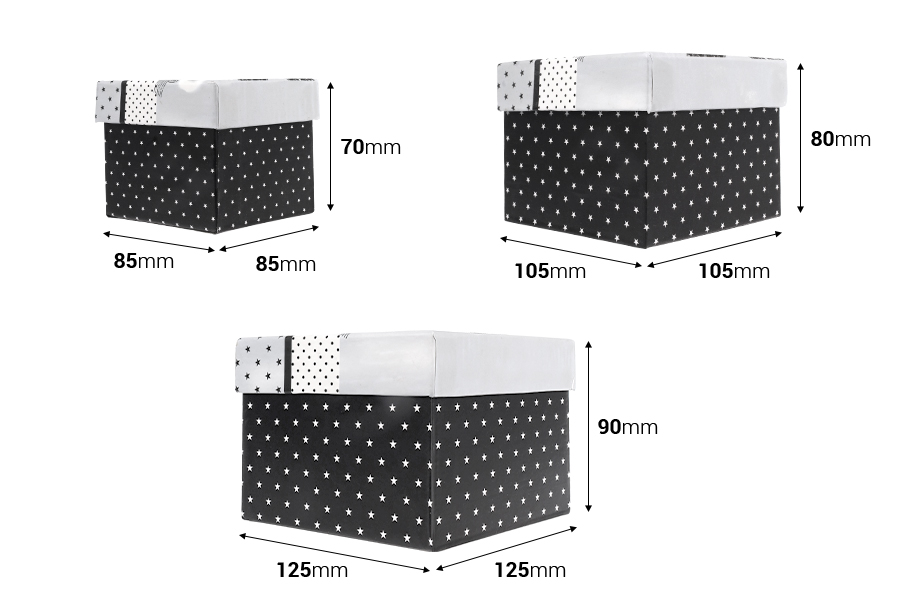 Set di Scatole quadrate plastificate in due disegni di Londra (Tower Bridge) o Parigi (Eiffel)-S-M-L