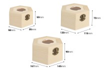 Scatola portaoggetti in legno con finestra a forma di mela e clip-set di 3 pezzi (S-M-L) Scatola portaoggetti in legno con finestra a forma di mela e clip-set di 3 pezzi (S-M-L)