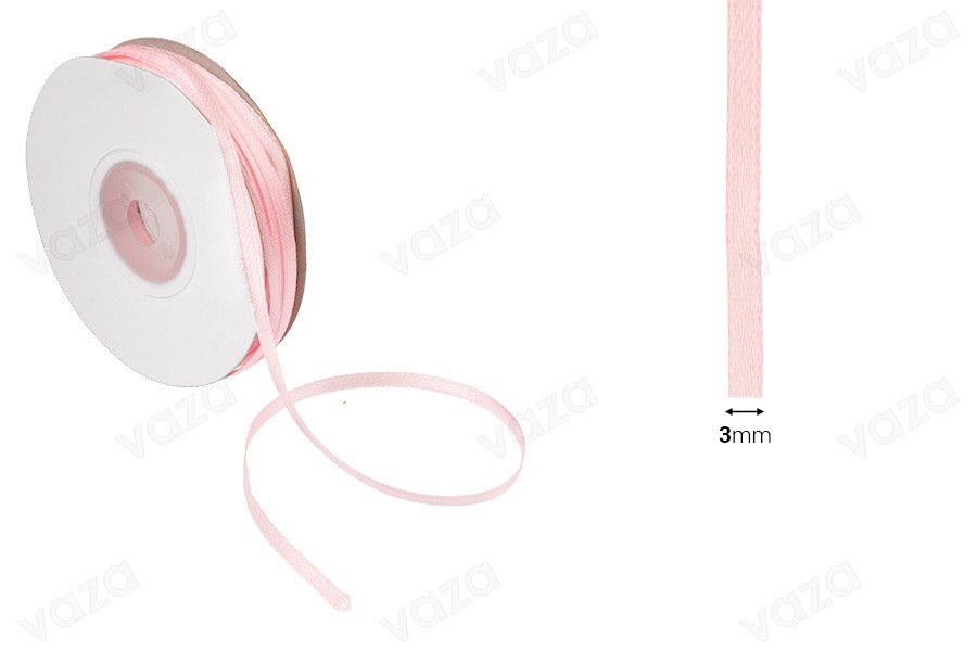 Nastro di raso per decorazione, largo 3 mm, disponibile in vari colori - 50 metri per pezzo.-dimensioni_immagine