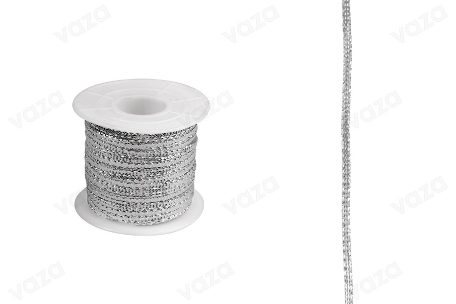 Κορδόνι διακόσμησης με μεταλλική κλωστή 3 mm πλάτος χρυσό / ασημί (το τεμάχιο 100 m)-εικόνα_προϊοντική