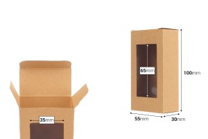 Verpackung für Seifen Kraftpapier mit 100x55x30mm Fenster - 50 Stück-bildabmessungen