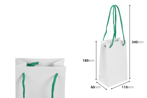 Sac cadeau en papier blanc 110 x 60 x 180 mm avec cordon - 20 pcs-εικόνα_διαστάσεις