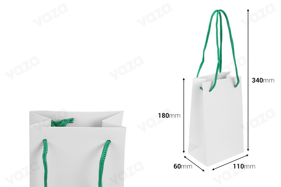 Sacchetto da regalo in carta bianca 110x60x180 mm con cordino- 20 pz Sacchetto da regalo in carta bianca 110x60x180 mm con cordino- 20 pz-dimensioni_immagine