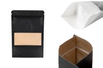 Sachets en papier kraft de type Doypack, avec fermeture zip, fenêtre et possibilité de scellage de thermoscellage 100 x 35 x 150 mm - 100 pcs-photo_produit