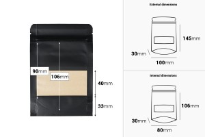Buste kraft tipo Doy Pack 100x30x145 m, con chiusura zip, finestra e termosaldabili m - 100 pz-εικόνα_διαστάσεις