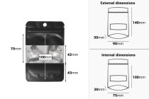 Σακουλάκια αλουμινίου τύπου Doy Pack 90x30x140 mm , με κλείσιμο "zip", παράθυρο και δυνατότητα σφράγισης με θερμοκόλληση- 100 τμχ Σακουλάκια αλουμινίου τύπου Doy Pack 90x30x140 mm , με κλείσιμο "zip", παράθυρο και δυνατότητα σφράγισης με θερμοκόλληση- 100 τμχ-εικόνα_διαστάσεις