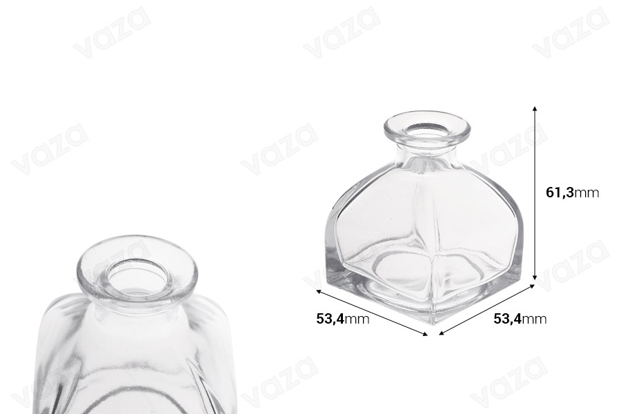 Bottiglia quadrata in vetro da 50 ml. Bottiglia quadrata in vetro da 50 ml.-εικόνα_διαστάσεις