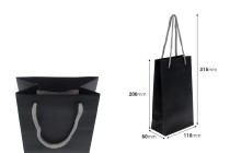 Sac cadeau 110 x 60 x 200 mm noir mat avec cordon en coton gris - Lot de 20 Sac cadeau 110 x 60 x 200 mm noir mat avec cordon en coton gris - Lot de 20-photo_dimensions