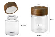 Βάζο γυάλινο 160 ml κυλινδρικό με ξύλινο καπάκι Βάζο γυάλινο 160 ml κυλινδρικό με ξύλινο καπάκι-εικόνα_διαστάσεις