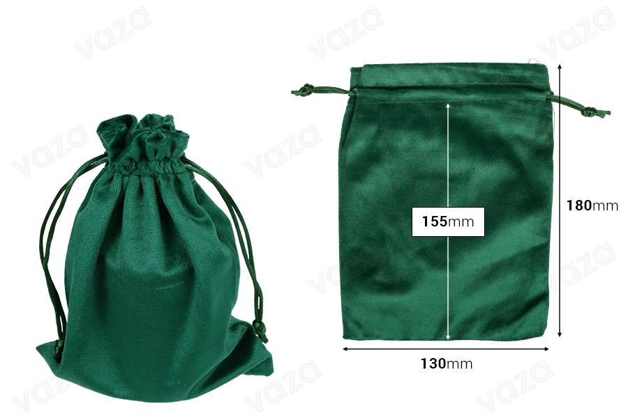 Pochette en velours vert de dimensions 130 x 180 mm - 50 pièces Pochette en velours vert de dimensions 130 x 180 mm - 50 pièces-photo_dimensions