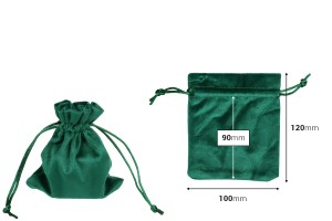 Samtbeutel mit den Maßen 100 x 120 mm in grüner Farbe – 50 Stück-bildabmessungen