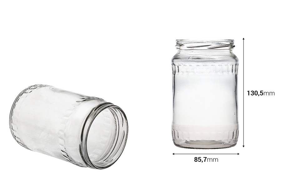 Barattolo cilindrico per miele 580 ml Sfaccettatura - 72 pz-dimensioni_immagine