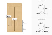 Doy Pack kraft bags 100x60x200mm, with "zip" closure, window, inner and outer transparent lining and possibility of sealing with heat sealing - 50 pcs. Doy Pack kraft bags 100x60x200mm, with "zip" closure, window, inner and outer transparent lining and possibility of sealing with heat sealing - 50 pcs.-image_dimensions