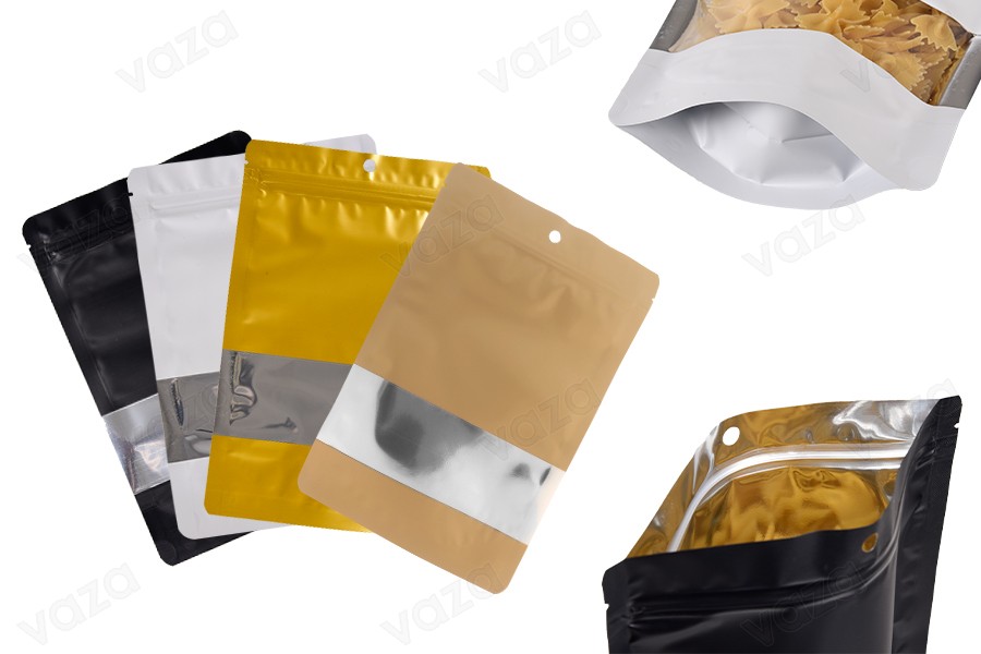 Σακουλάκια αλουμινίου τύπου Doy Pack 160x40x240 mm με κλείσιμο "zip", παράθυρο και δυνατότητα σφράγισης με θερμοκόλληση - 100 τμχ Σακουλάκια αλουμινίου τύπου Doy Pack 160x40x240 mm με κλείσιμο "zip", παράθυρο και δυνατότητα σφράγισης με θερμοκόλληση - 100 τμχ-εικόνα_προϊοντική