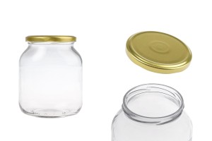 Dose 720 ml Glas oval und goldener Deckel mit Klappe - 24 Stk-εικόνα_προϊοντική