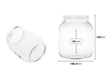 Kavanoz qelqi oval 720 ml - 12 copë-εικόνα_διαστάσεις