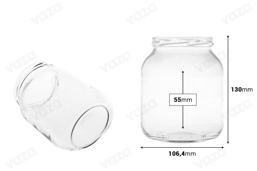 Kavanoz qelqi oval 720 ml - 12 copë-εικόνα_διαστάσεις