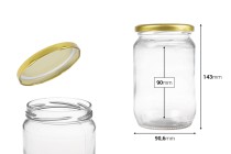Glas 720 ml Glas, zylindrischer und goldener Deckel mit Flip - für 1 kg Honig * - 25 Stk-bildabmessungen