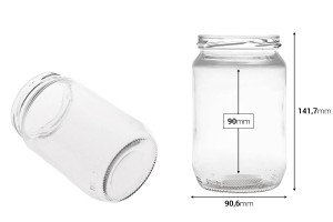 Glass round jar 720ml (for 1 kg honey) - 50 pcs-bildabmessungen