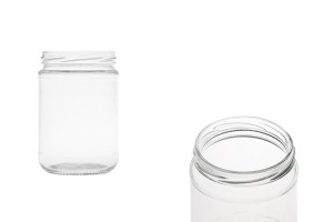 Pot cylindrique en verre de 588 ml pour le miel-photo_produit