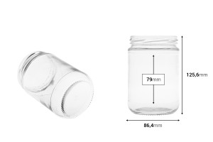Pot cylindrique en verre de 588 ml pour le miel-photo_dimensions