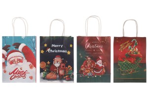 Sac cadeau de Noël en papier 150x80x210 mm avec poignée - 12 pièces-5